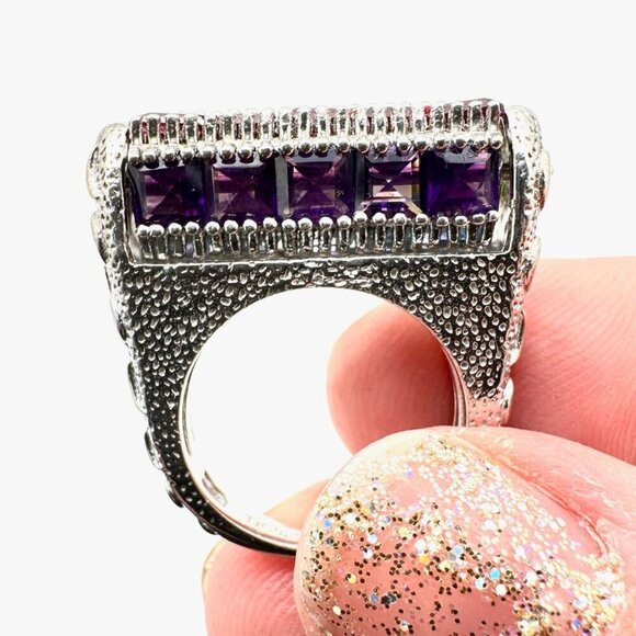 Estate Womens Ring Rotating Multi Gemstone Sterling Silver Size 6 Rare Design - Picture 1 of 6